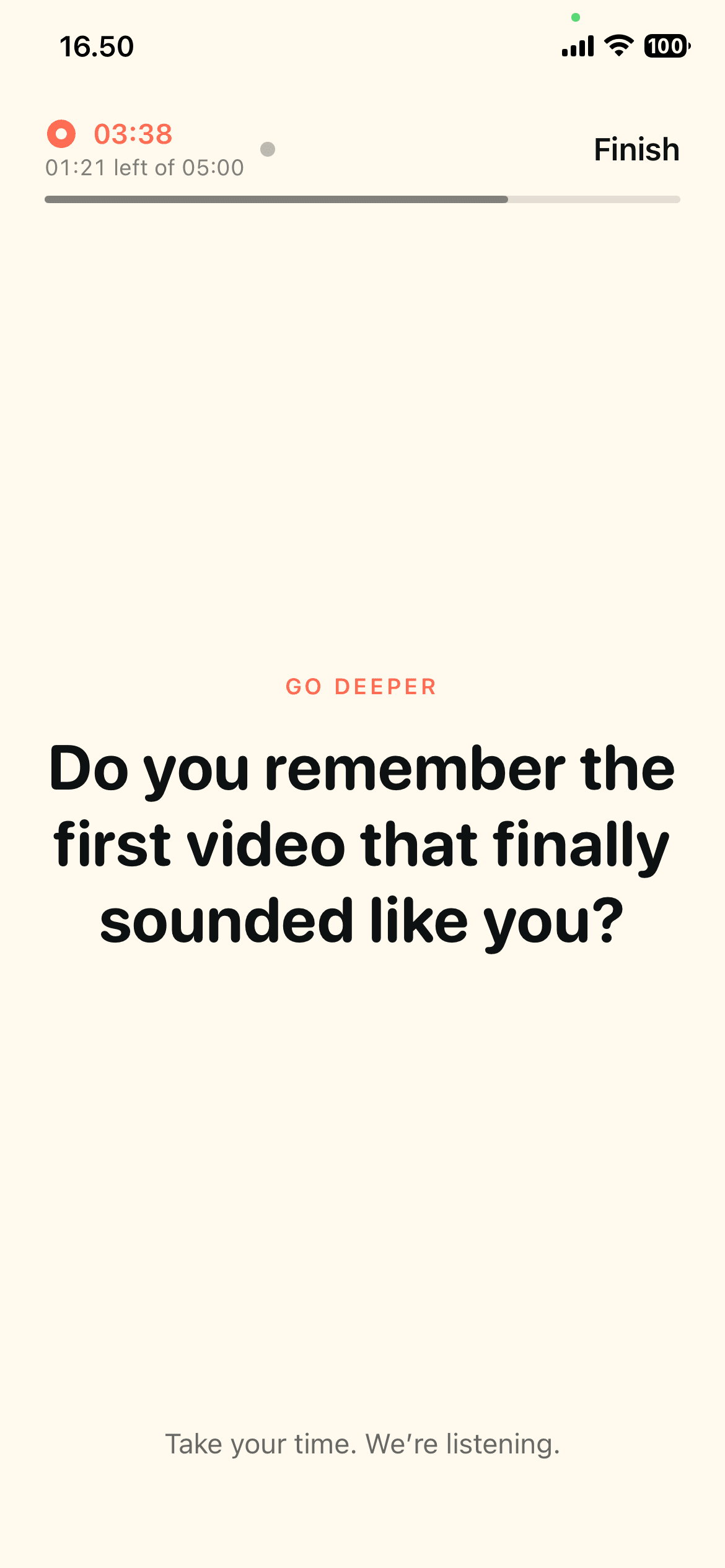 MakiRoll interview screen asking a question